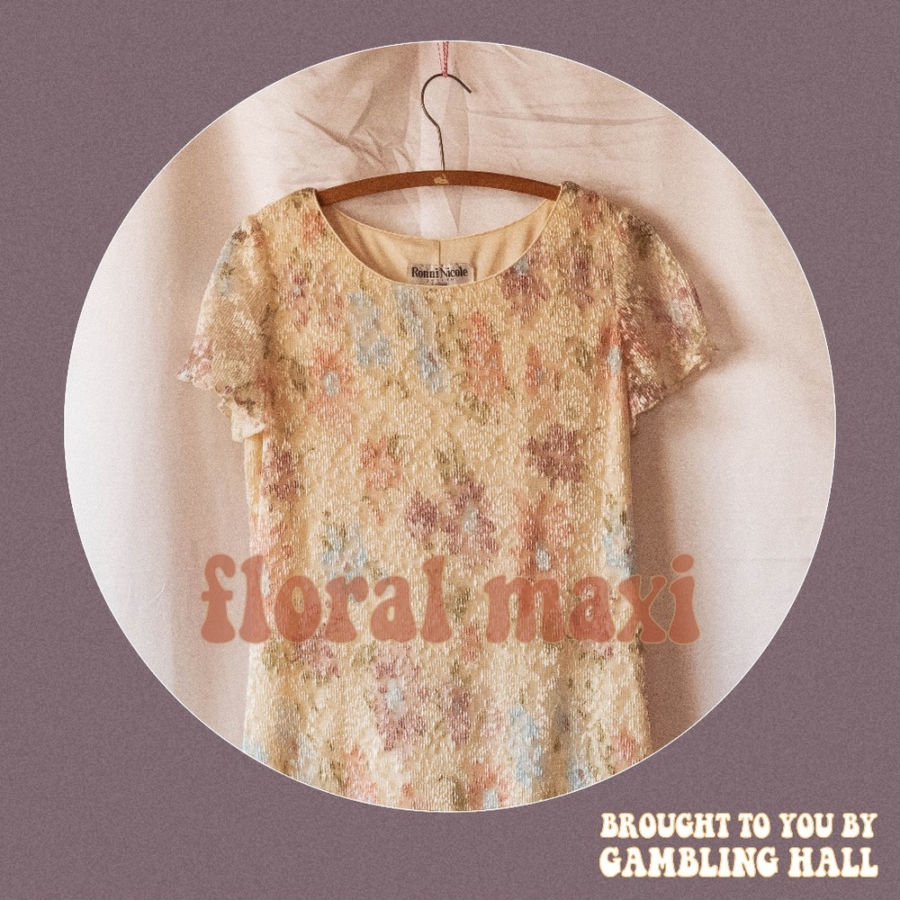 vintage 90s lace floral short-sleeved maxi dress